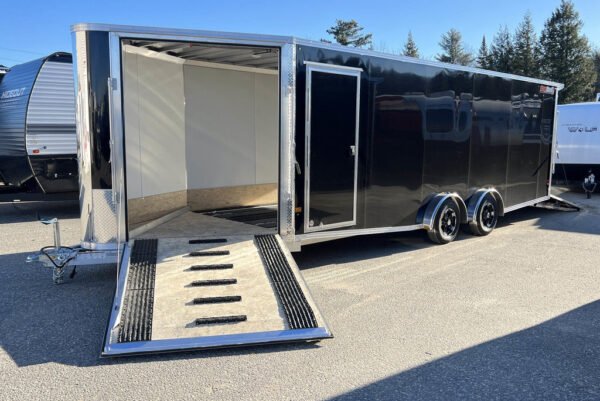 2024 sno pro 7.5×22 aluminum 4 place drive in/out w/extra height, mats & guides, canopy
