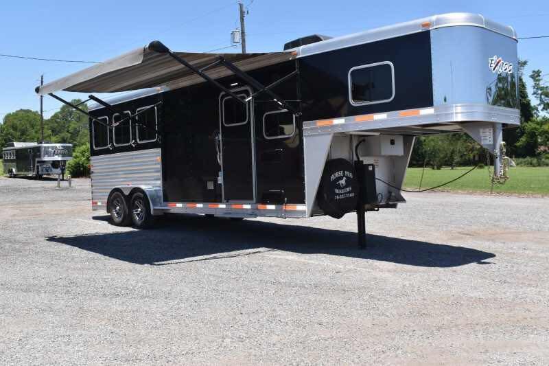 2017 exiss escape 7308lq 3 horse trailer with 8′ short wall