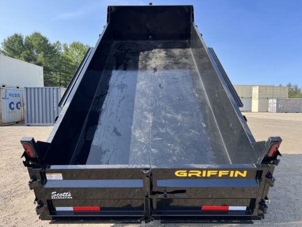 2024 griffin trailers 7×16 14k telescopic dump trailer w/ramps & spare tire mount