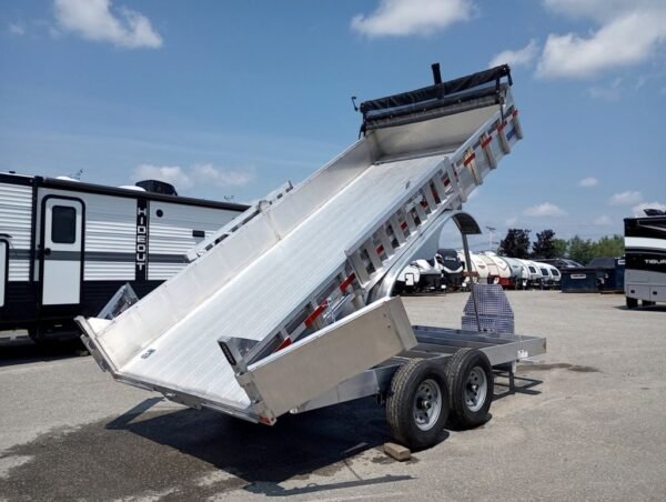 2025 mission trailers 7×16 14k aluminum hydraulic dump w/ramps, hd d rings, barn doors, tarp kit
