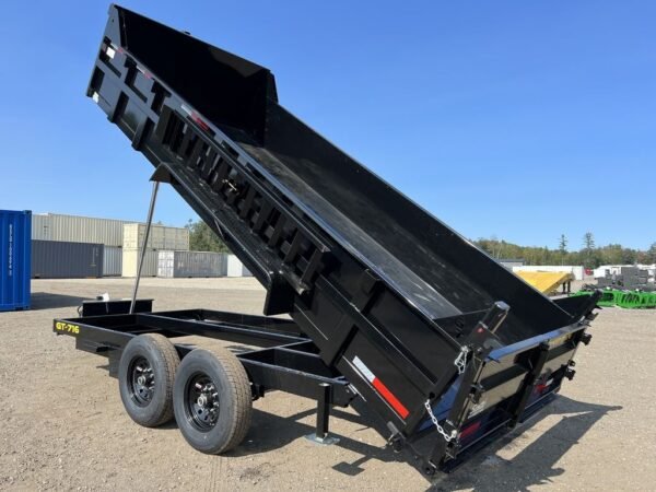 2024 griffin trailers 7×16 14k telescopic dump trailer w/ramps & spare tire mount