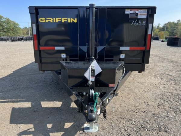 2024 griffin trailers 7×16 14k telescopic dump trailer w/ramps & spare tire mount