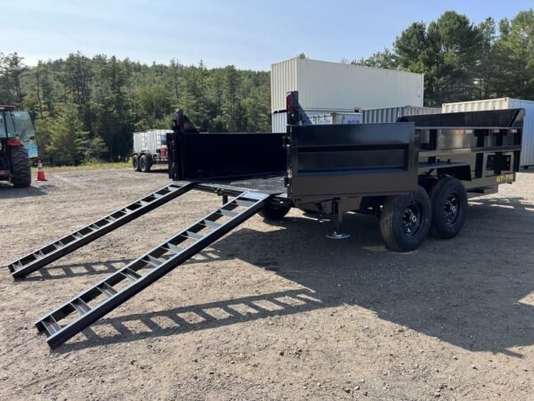 2024 griffin trailers 7×16 14k telescopic dump trailer w/ramps & spare tire mount