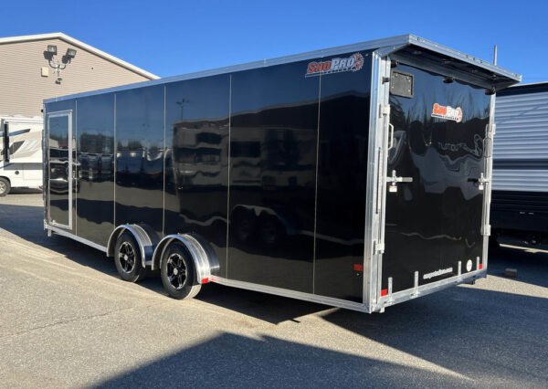2024 sno pro 7.5×22 aluminum 4 place drive in/out w/extra height, mats & guides, canopy