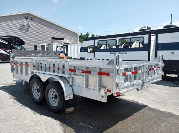 2025 mission trailers 7×16 14k aluminum hydraulic dump w/ramps, hd d rings, barn doors, tarp kit