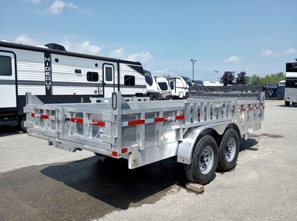 2025 mission trailers 7×16 14k aluminum hydraulic dump w/ramps, hd d rings, barn doors, tarp kit
