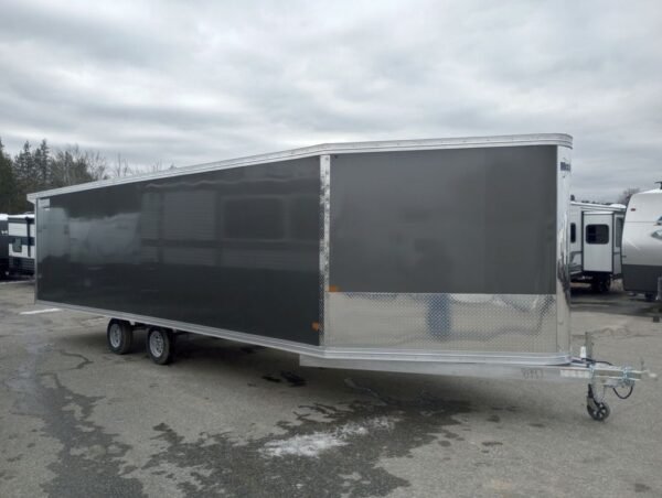 2024 mission trailers 101×24 aluminum 4/5 place drive in/out deckover w/galvanized pkg, canopy