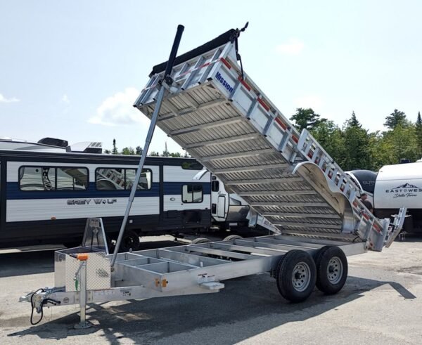 2025 mission trailers 7×16 14k aluminum hydraulic dump w/ramps, hd d rings, barn doors, tarp kit