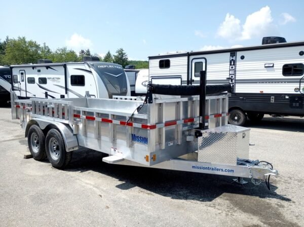 2025 mission trailers 7×16 14k aluminum hydraulic dump w/ramps, hd d rings, barn doors, tarp kit