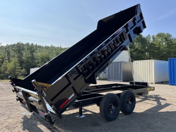 2024 griffin trailers 7×16 14k telescopic dump trailer w/ramps & spare tire mount