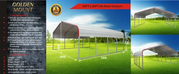 golden mount classic steel carport new