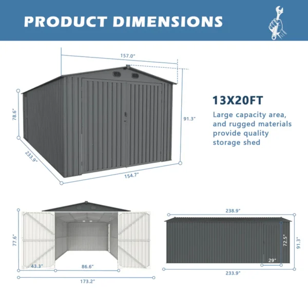 metal storage shed 13×20