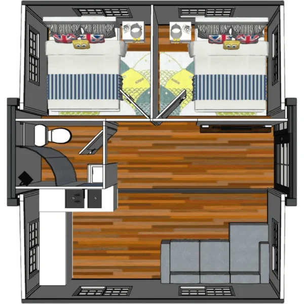 expandable prefab home 19ft x 20ft
